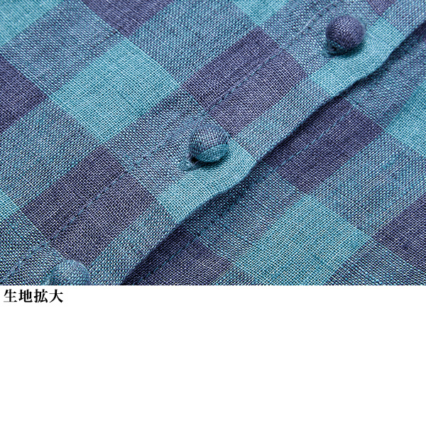 リネンブロックチェックブラウス 大きいサイズ M 3L