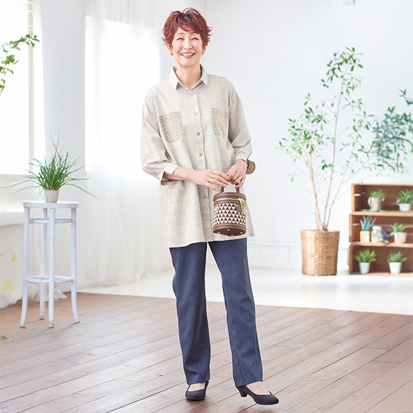 ミラクルウェーブシャツチュニック 大きいサイズ M LL 4L