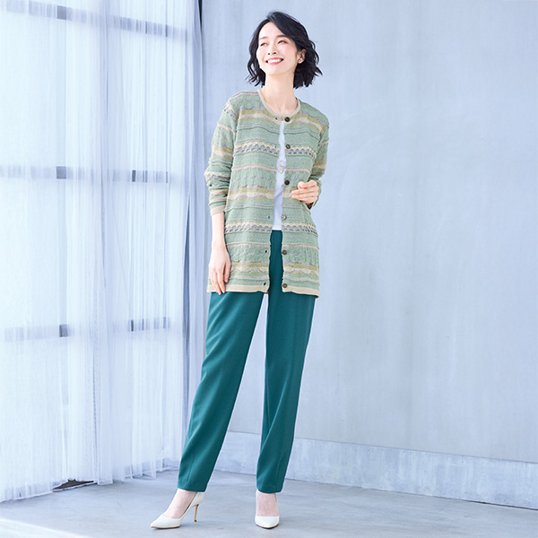 編み地切替えカーディガン 大きいサイズ M LL 4L
