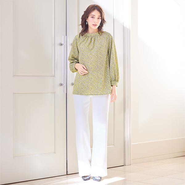 プリントブラウス 大きいサイズ M LL 4L