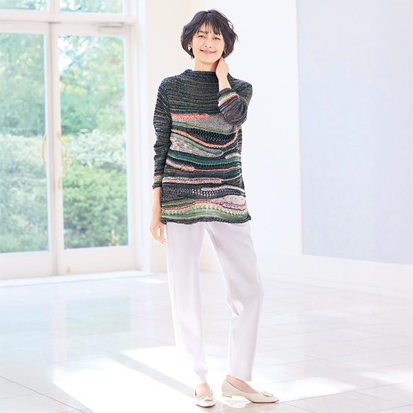 和紙混切替えセーター 大きいサイズ LL 4L