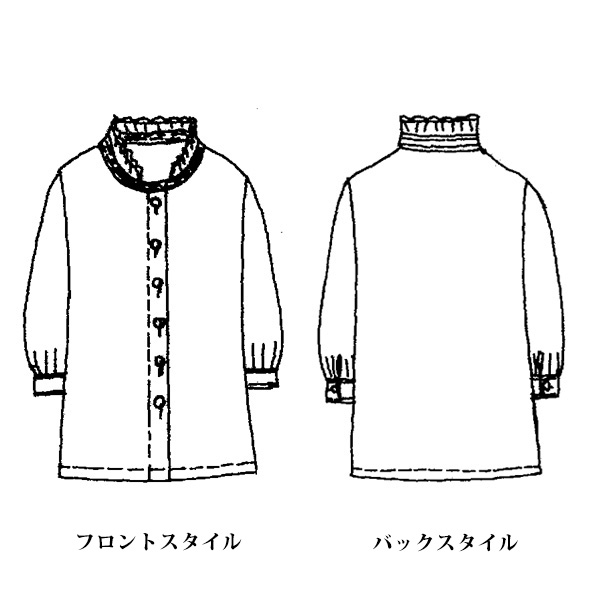 フリル襟プリントブラウス 大きいサイズ M LL 4L