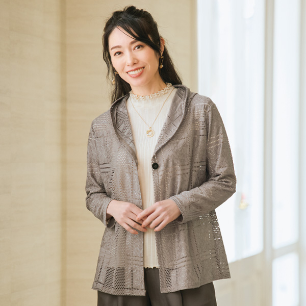 ジャカード透かし入りカットソージャケット
