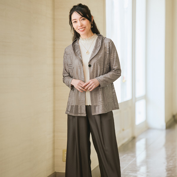 ジャカード透かし入りカットソージャケット