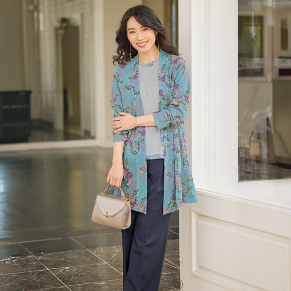 パワーネット花柄カーディガンアンサンブル