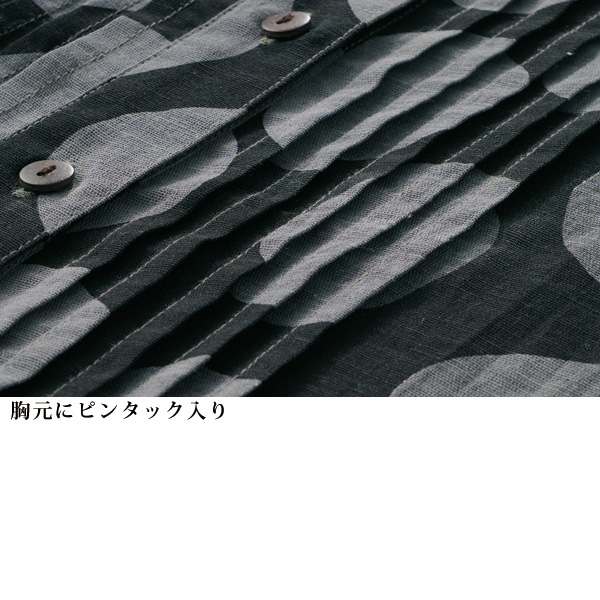 七分袖ドット柄オーバーシャツ