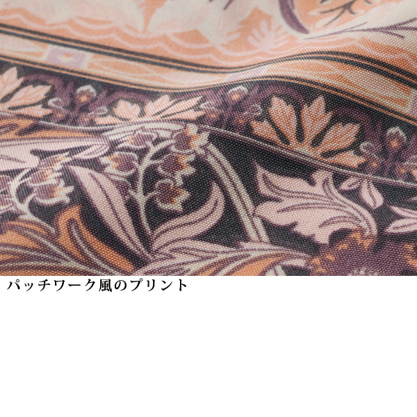 シャーリング襟プリントブラウス