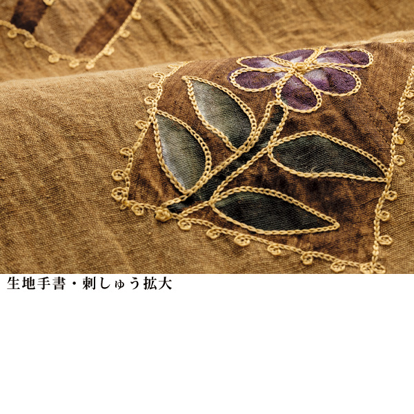 手描きプリント＋刺しゅう使い綿麻ブラウスジャケット