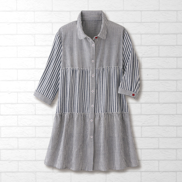 ストライプデザインロングブラウス