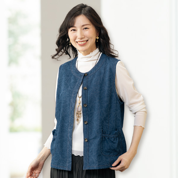 花柄ジャカードデザインベスト