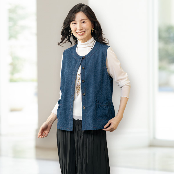 花柄ジャカードデザインベスト
