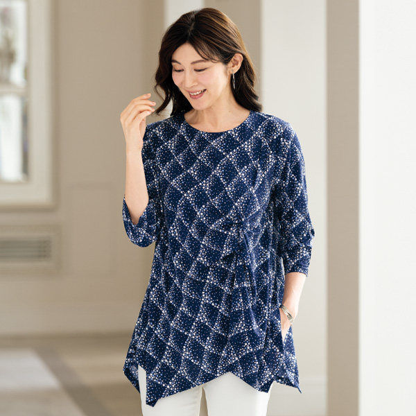 ねじりデザインプリントチュニック