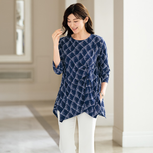 ねじりデザインプリントチュニック