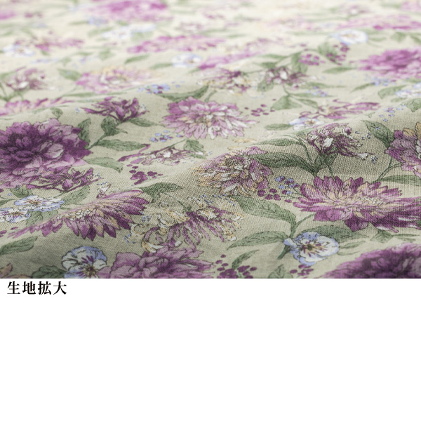 キーネック花柄チュニック