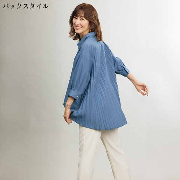 バックプリーツロングブラウス