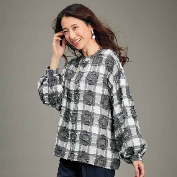 フリンジチェックプルオーバー