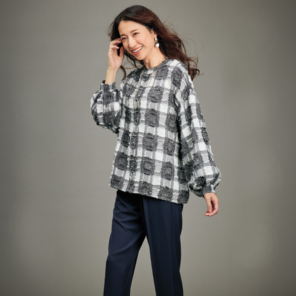 フリンジチェックプルオーバー