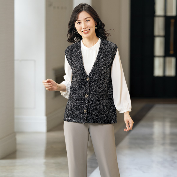 ツイード風ミックスベスト