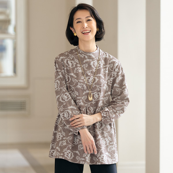 花柄ジャカードペプラムチュニック