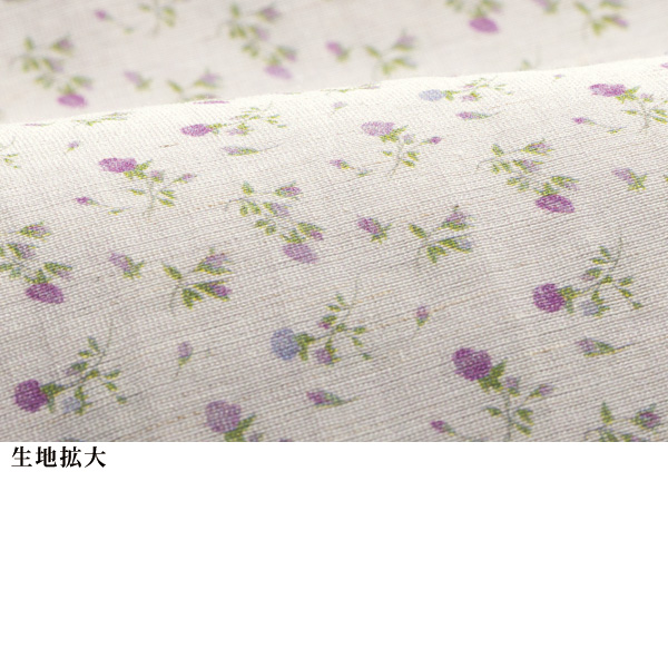 麻混小花プリントゆったりブラウス