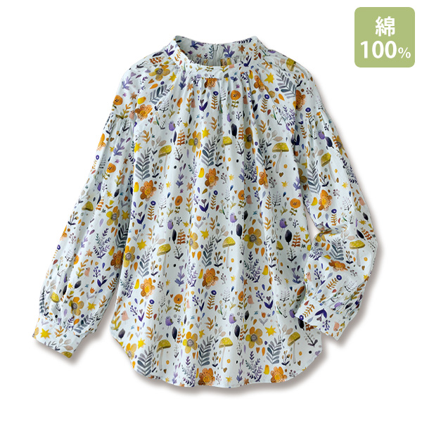 ネックギャザーふんわりオーバーブラウス