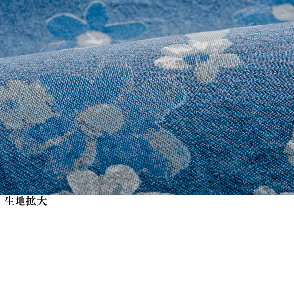 綿デニムプリントブラウス