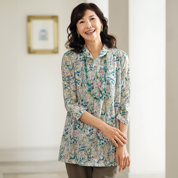 綿混オパールカットソーチュニックプルオーバー