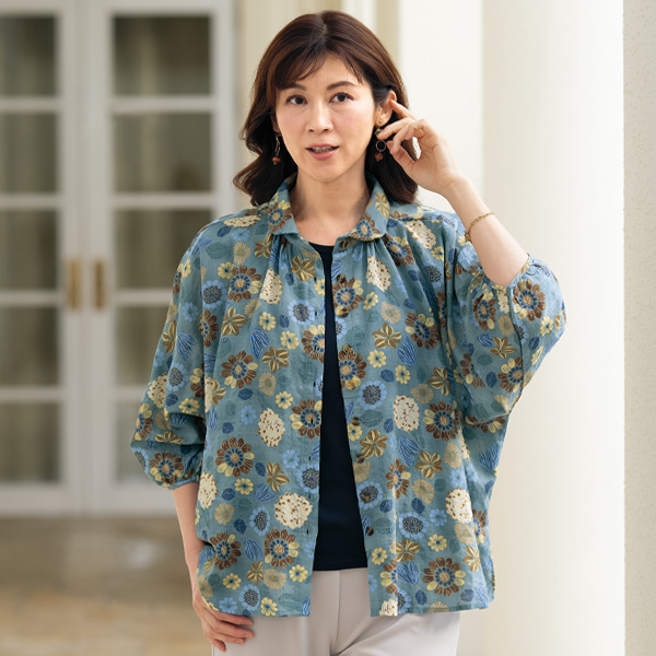 プリントドルマンブラウス