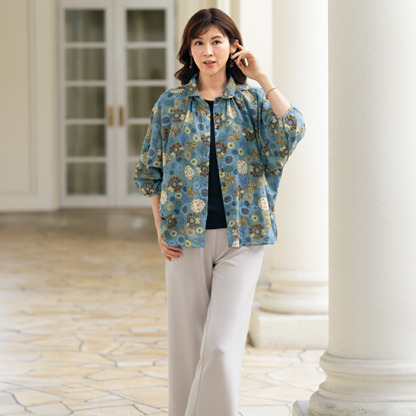 プリントドルマンブラウス