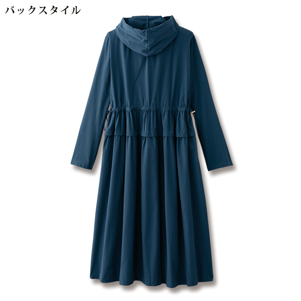 フード付デザインフレアワンピース