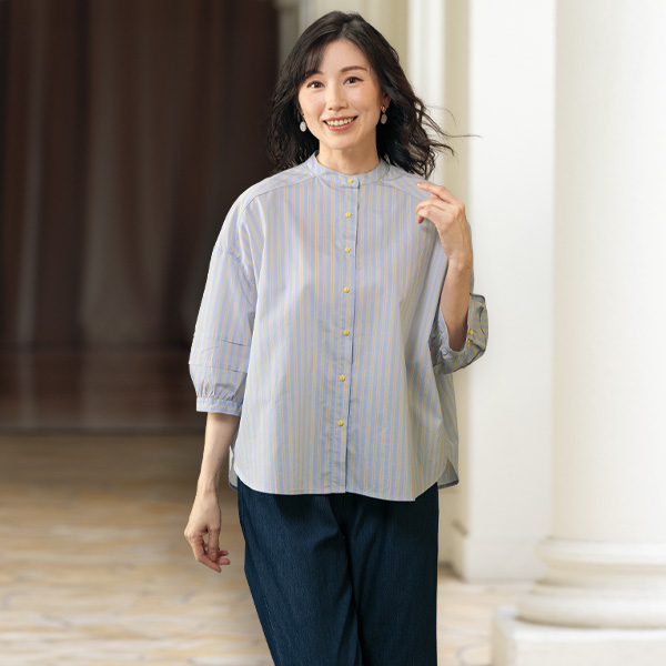 ストライプシャツブラウス