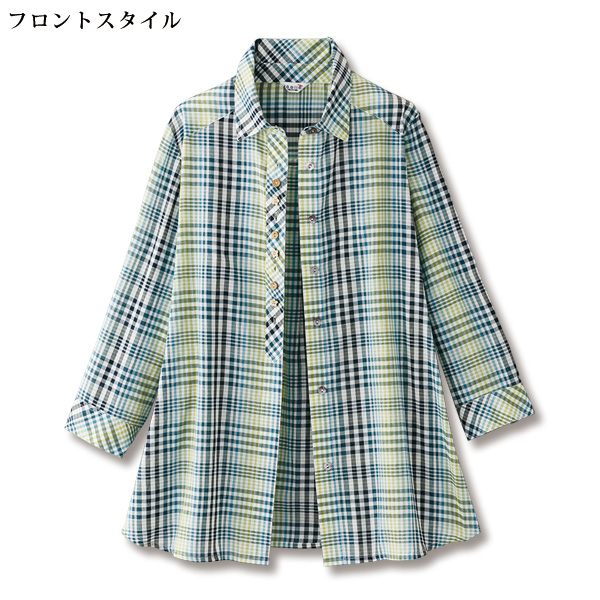 格子柄デザインブラウス