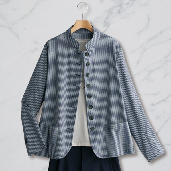 ストライプスタンド襟ジャケット