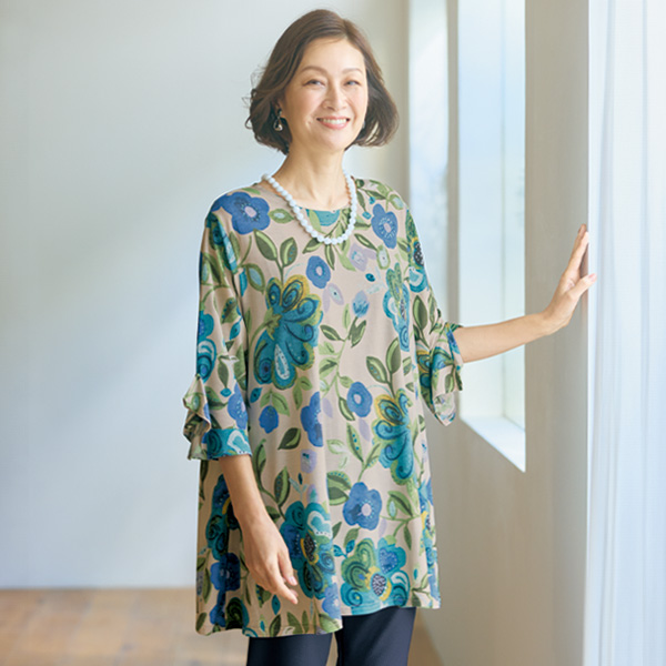 花柄プリントチュニック