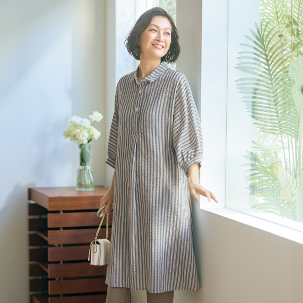 ストライプチュニックワンピース