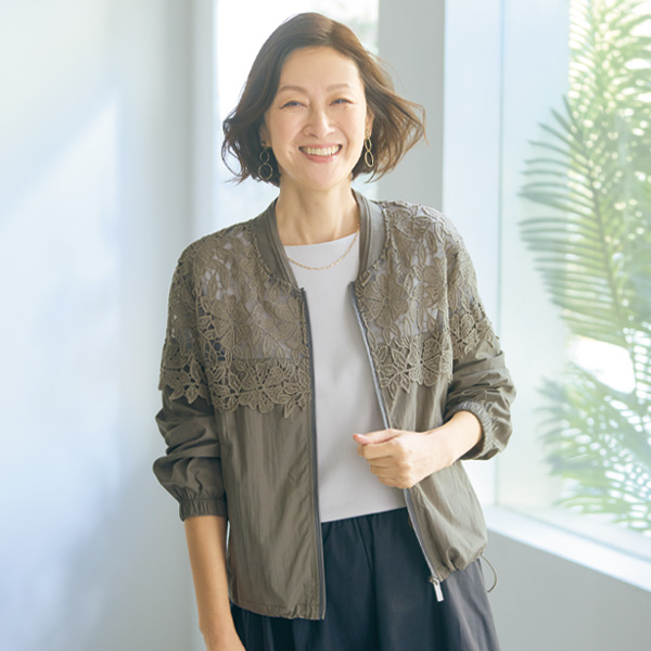 レース切替えブルゾン