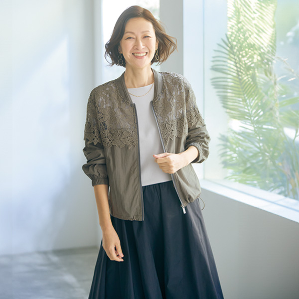 レース切替えブルゾン