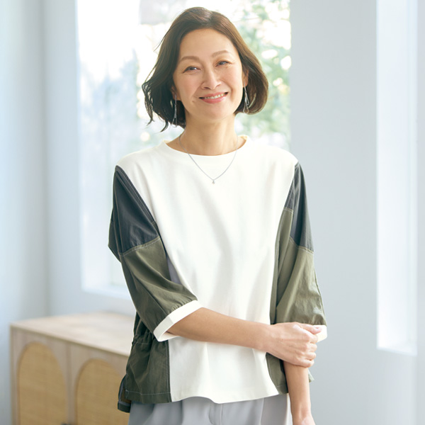 異素材使いプルオーバー