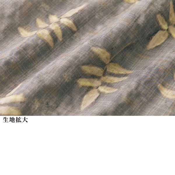 リーフプリントバンドカラーシャツチュニック