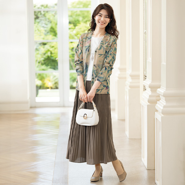 プリントゆったりカーディガン