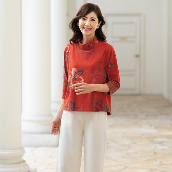 花柄デザインカットソープルオーバー
