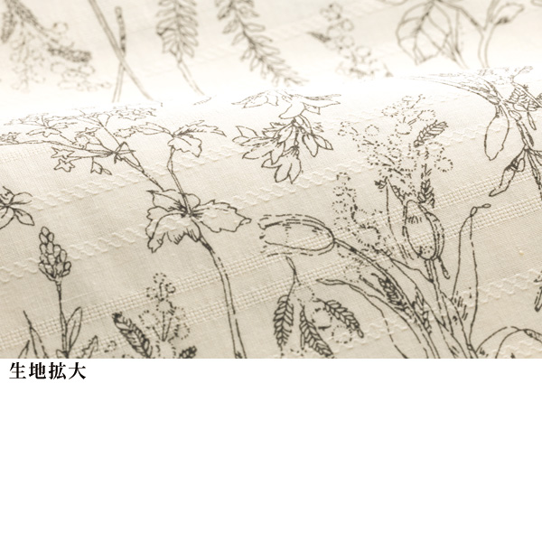 ドビーストライプ花柄プリントタックブラウス