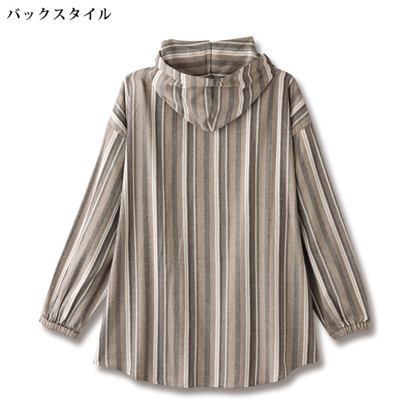 ドビーストライプフード付きシャツブルゾン