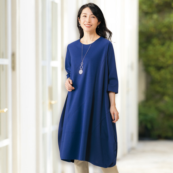 切替えコクーンカットソーワンピース