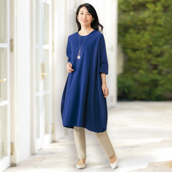 切替えコクーンカットソーワンピース