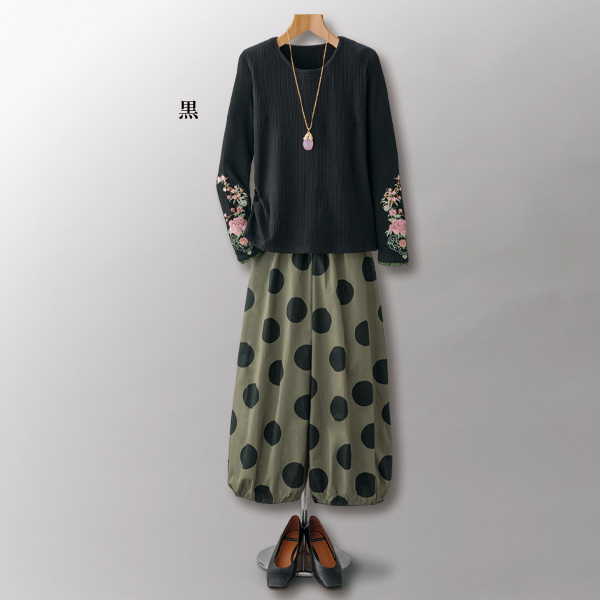 袖刺しゅう使いカットソープルオーバー