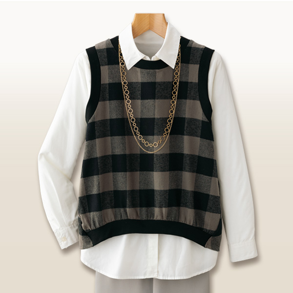 ブロックチェックベスト