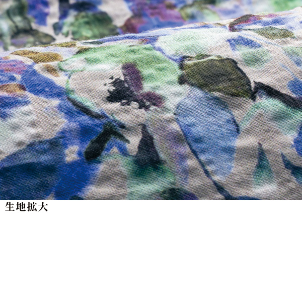 花柄プリントサッカー素材ワンピース