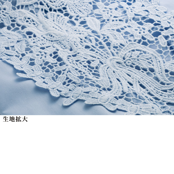 袖レース使い綿混ブラウス