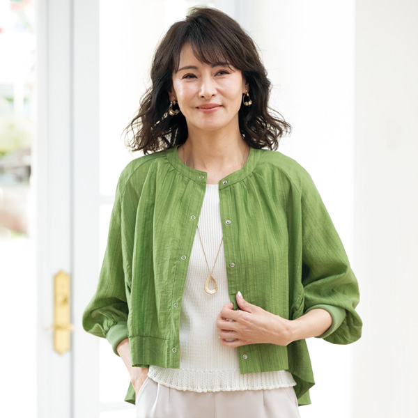 ジャカードストライプシャツブルゾン